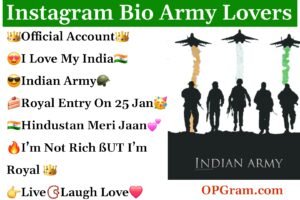 Army bio for Instagram