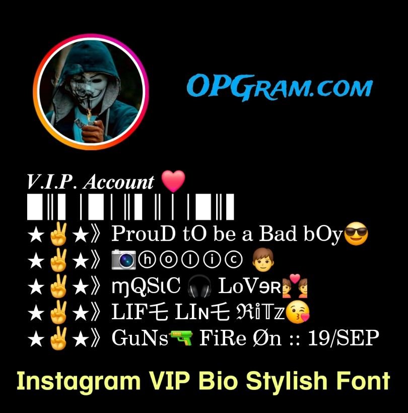 Instagram VIP Bio Stylish Font