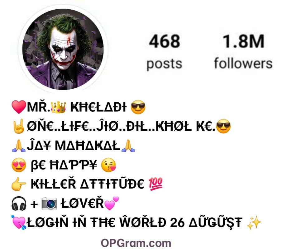 Instagram Bio Font Styles For Boys