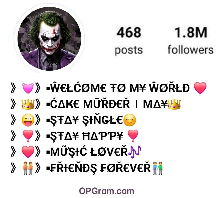 Instagram Bio Font Styles For Boys